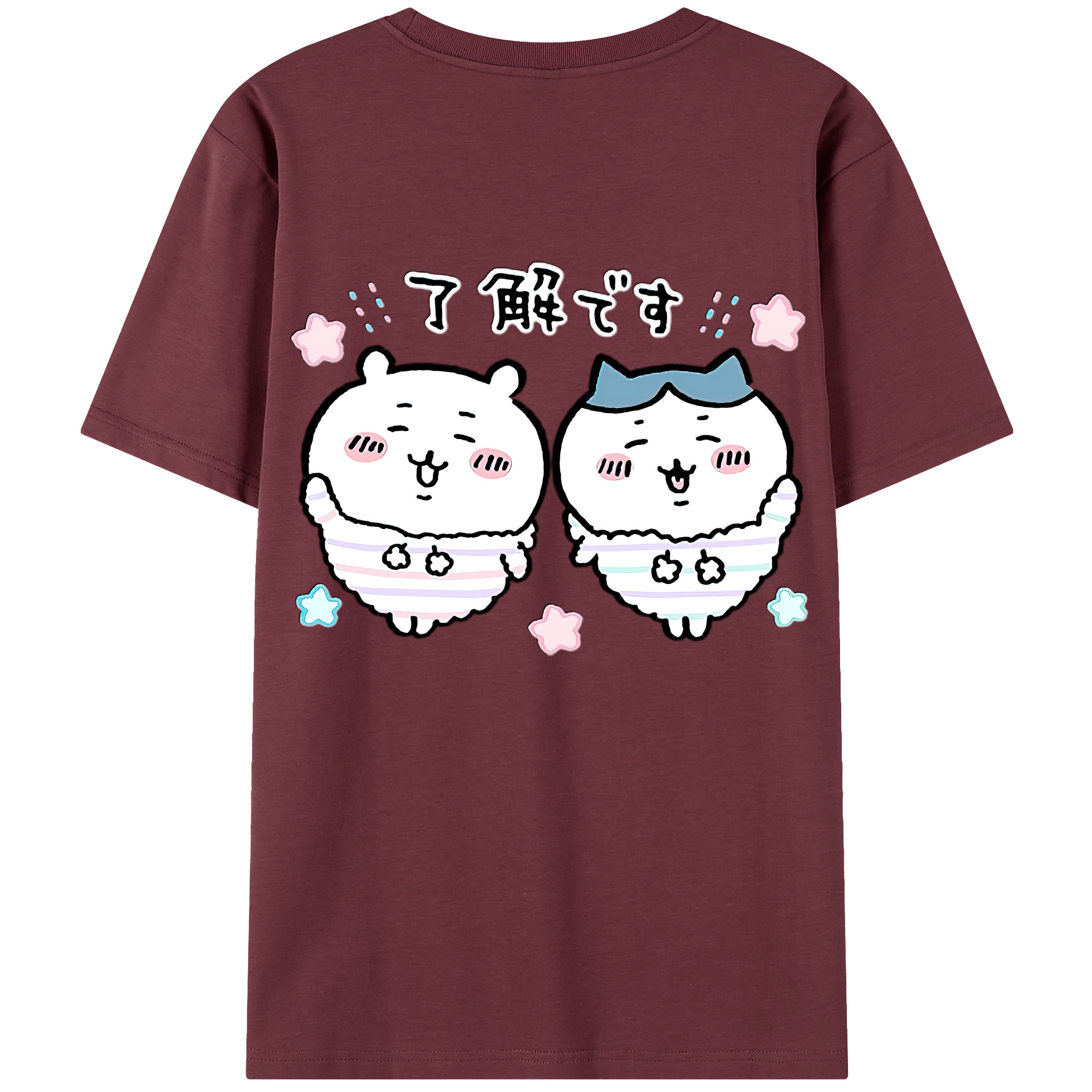 （画像用） ちいかわ ハチワレ Chii-kawa hachiware 綿100％半袖Tシャツ（背面プリント）